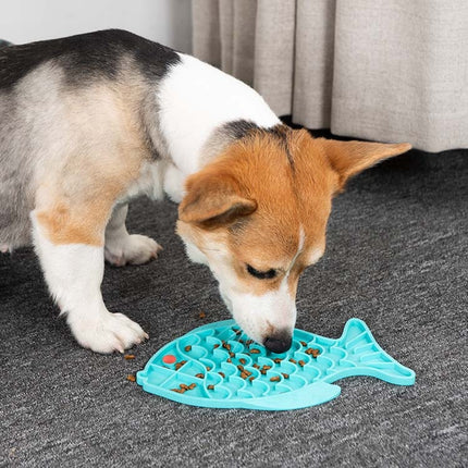 2 PCS Pet Cats and Dogs Silicone Slow Food Mat Anti-choke Bowl, Style:Claw Type(Blue)-garmade.com