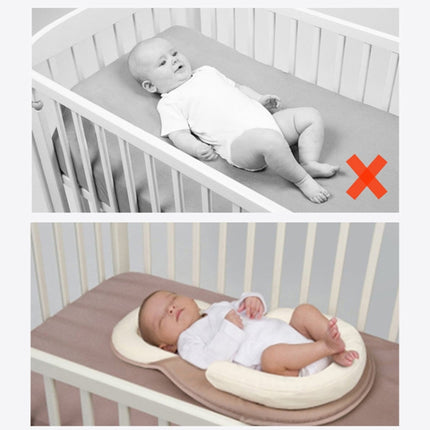 Baby Pillow Infant Newborn Mattress Pillow Baby Sleep Positioning Pad Prevent Flat Head Shape Anti Roll Pillows(Beige)-garmade.com