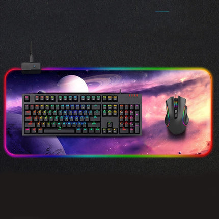 Rubber Gaming Waterproof RGB Luminous Mouse Pad with 14 Kinds of Lighting Effects, Size: 800 x 300 x 4mm(Deep Planet)-garmade.com