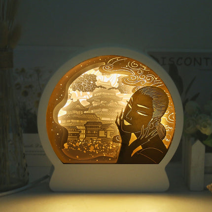 Chinese Style Paper Carving Lamp Night Light 3D Personalized Gift Decoration, Light Color:Warm Light(White)-garmade.com
