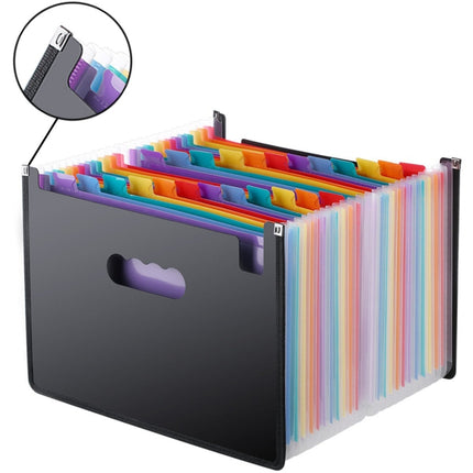 Organ Expanding Colored File Folder A4 Organizer Portable Business Office Supplies, Size: 33x23.5cm, Size:24 Pockets-garmade.com