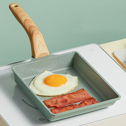 Tamagoyaki Mini Nonstick Pan Flat-Bottomed Breakfast Pan, Style:Long-shaped(Green )-garmade.com