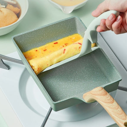 Tamagoyaki Mini Nonstick Pan Flat-Bottomed Breakfast Pan, Style:Long-shaped(Green )-garmade.com