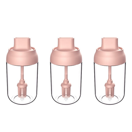 3 PCS Macaron Ribbon Moisture-Proof Lid Spoon One Seasoning Jar Glass Seasoning Bottle with Label, Style:Brush Oil Bottle(Pink)-garmade.com