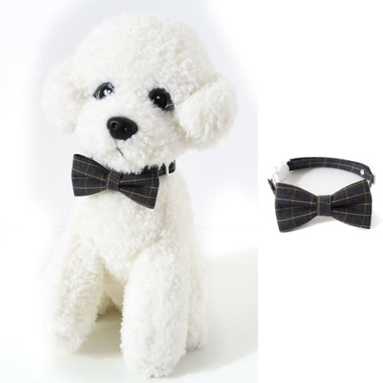 4 PCS Pet Sub-Bow Tie Adjustable Cat Dog Collar Accessories, Style:Bowknot, Size:S 17-32cm(Gray)-garmade.com