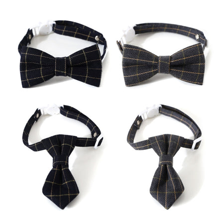 4 PCS Pet Sub-Bow Tie Adjustable Cat Dog Collar Accessories, Style:Bowknot, Size:S 17-32cm(Gray)-garmade.com