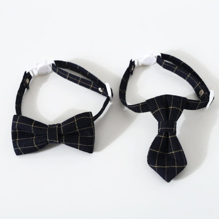 4 PCS Pet Sub-Bow Tie Adjustable Cat Dog Collar Accessories, Style:Tie, Size:S 17-32cm(Black)-garmade.com