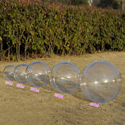 High Transparent Christmas Plastic Hollow Round Ball Window Decoration Mall Hanging Ball, Size:40cm-garmade.com