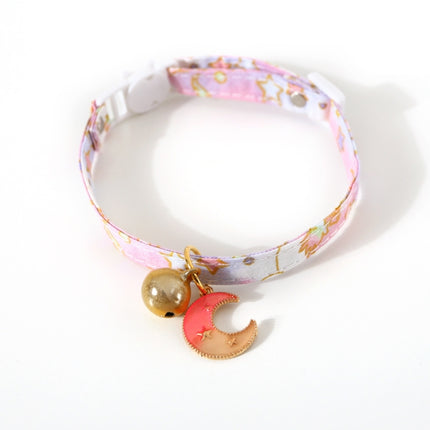 4 PCS Adjustable Cat Dog Rabbit Safety Buckle Collar Pet Accessories, Size:S 17-32cm, Style:Moon(Pink)-garmade.com