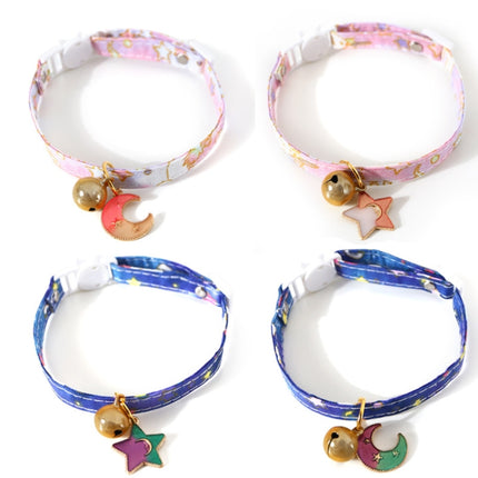 4 PCS Adjustable Cat Dog Rabbit Safety Buckle Collar Pet Accessories, Size:S 17-32cm, Style:Star(Pink)-garmade.com