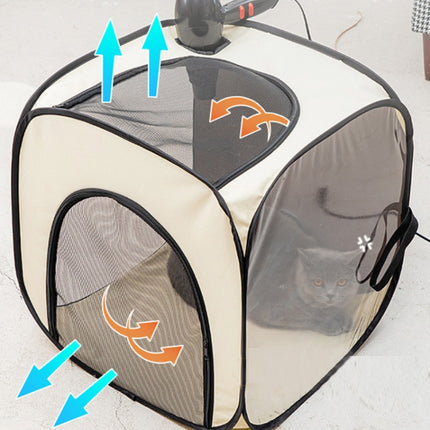 Pet Hair Drying Box Foldable Pet Dry Room Pet Hair Dryer Cage(Transparent)-garmade.com