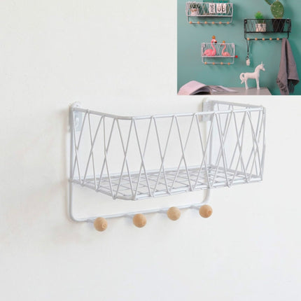 Wall Hook Rack Home Wall Decoration Creative Multifunctional Partition Wrought Iron Rack, Size:Small(White)-garmade.com