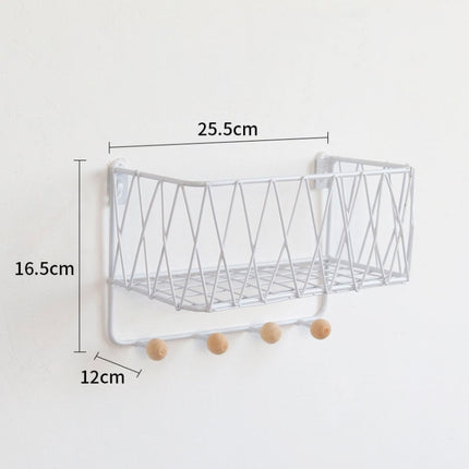 Wall Hook Rack Home Wall Decoration Creative Multifunctional Partition Wrought Iron Rack, Size:Small(White)-garmade.com