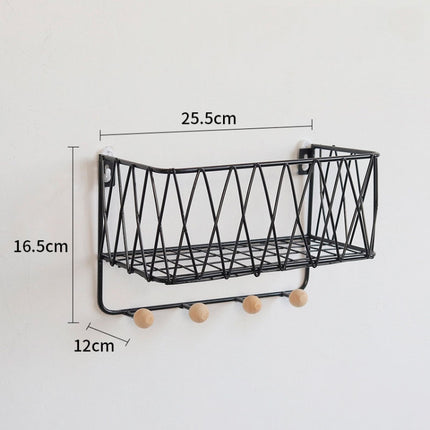 Wall Hook Rack Home Wall Decoration Creative Multifunctional Partition Wrought Iron Rack, Size:Small(Black)-garmade.com