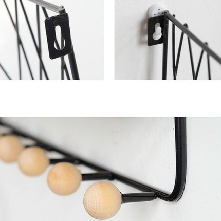 Wall Hook Rack Home Wall Decoration Creative Multifunctional Partition Wrought Iron Rack, Size:Small(White)-garmade.com