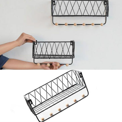 Wall Hook Rack Home Wall Decoration Creative Multifunctional Partition Wrought Iron Rack, Size:Small(Gold)-garmade.com