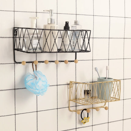 Wall Hook Rack Home Wall Decoration Creative Multifunctional Partition Wrought Iron Rack, Size:Small(Black)-garmade.com