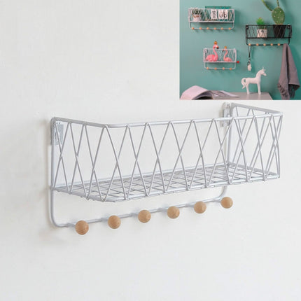 Wall Hook Rack Home Wall Decoration Creative Multifunctional Partition Wrought Iron Rack, Size:Large(White)-garmade.com