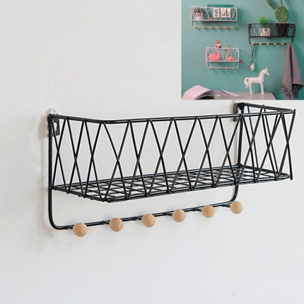 Wall Hook Rack Home Wall Decoration Creative Multifunctional Partition Wrought Iron Rack, Size:Large(Black)-garmade.com