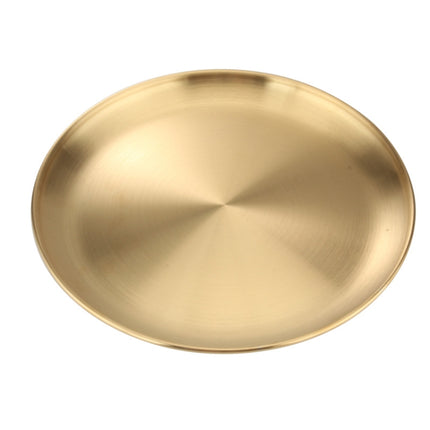 Stainless Steel Thickened Round Plate Cafe Tray Fruit Cake Plate Bone Plate Dish Shallow Plate, Diameter: 14cm, Style: Brushed Matte Gold-garmade.com