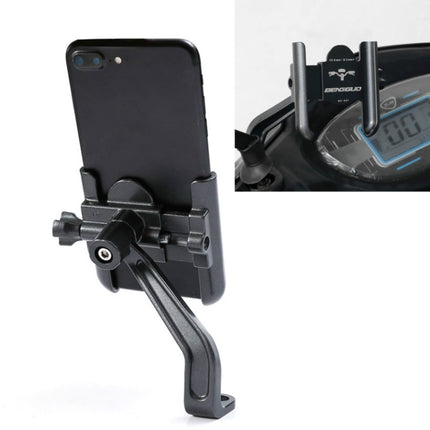BENGGUO Bicycle Aluminum Alloy Mobile Phone Holder Electric Motorcycle Anti-Vibration Navigation Fixed Mobile Phone Holder Riding Equipment, Style:Rearview Mirror Installation(Titanium)-garmade.com
