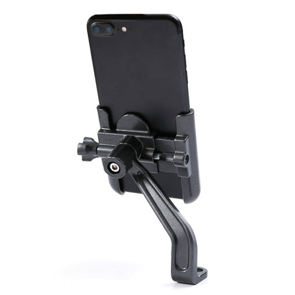 BENGGUO Bicycle Aluminum Alloy Mobile Phone Holder Electric Motorcycle Anti-Vibration Navigation Fixed Mobile Phone Holder Riding Equipment, Style:Rearview Mirror Installation(Titanium)-garmade.com