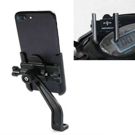 BENGGUO Bicycle Aluminum Alloy Mobile Phone Holder Electric Motorcycle Anti-Vibration Navigation Fixed Mobile Phone Holder Riding Equipment, Style:Rearview Mirror Installation(Black)-garmade.com