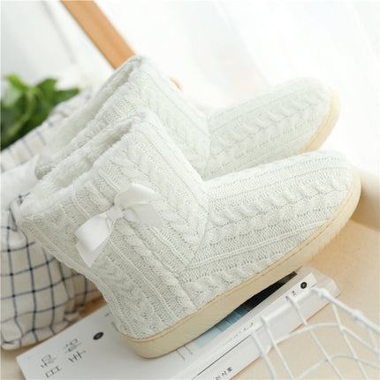 Winter Home Boots Thick-Soled Non-Slip Cotton Slippers, Size: 35-36(White)-garmade.com