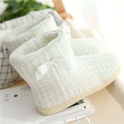 Winter Home Boots Thick-Soled Non-Slip Cotton Slippers, Size: 37-38(White)-garmade.com