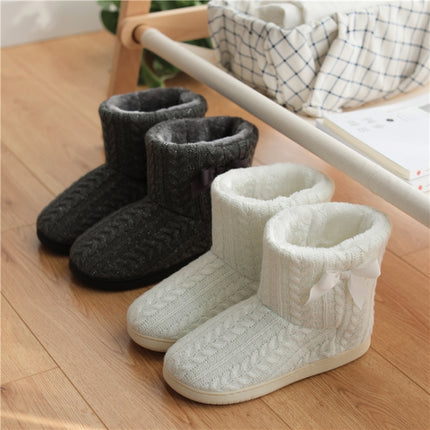 Winter Home Boots Thick-Soled Non-Slip Cotton Slippers, Size: 37-38(Gray)-garmade.com