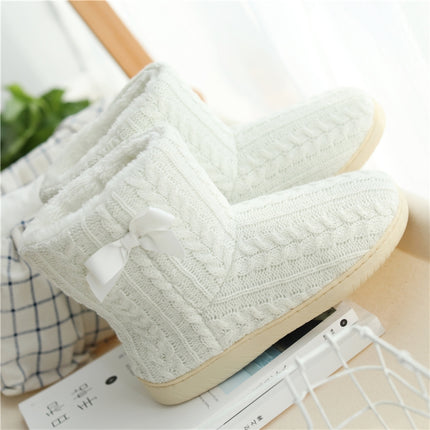 Winter Home Boots Thick-Soled Non-Slip Cotton Slippers, Size: 39-40(White)-garmade.com