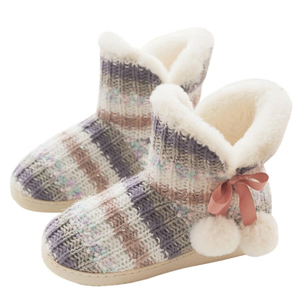 Cashmere Winter Home Boots Thick-Soled Cotton Slippers, Size: 39-40-garmade.com