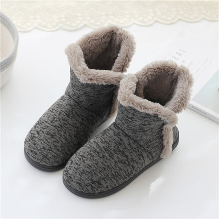 Fall And Winter High-Top Men Cotton Slippers And Velvet Platform Indoor Warm Shoes, Size:41-42-garmade.com