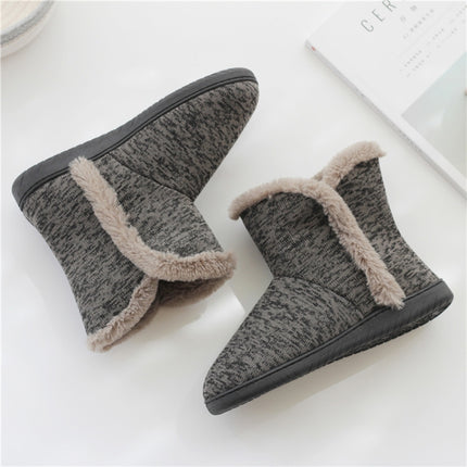 Fall And Winter High-Top Men Cotton Slippers And Velvet Platform Indoor Warm Shoes, Size:41-42-garmade.com