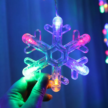LED Inverted V Snowflake Five-Star Decorative Lights Christmas Waterproof String Lights, EU Plug(Colorful Light)-garmade.com