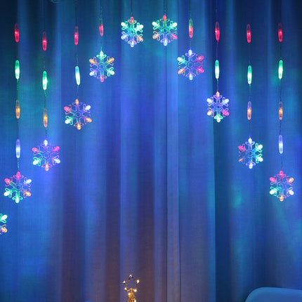 LED Inverted V Snowflake Five-Star Decorative Lights Christmas Waterproof String Lights, EU Plug(Colorful Light)-garmade.com