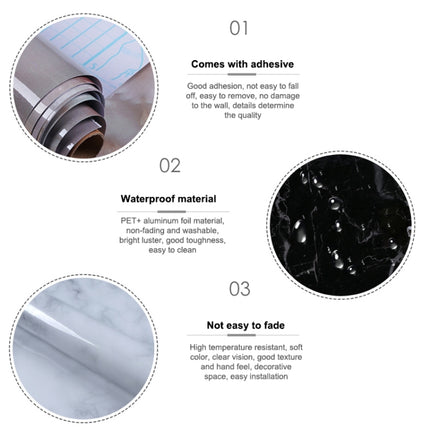 215421210W 5m Marble Pattern Bright Paint Furniture Renovation Self-Adhesive Wall Paper Cabinet Waterproof Film(Black)-garmade.com