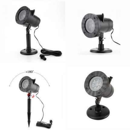 4W 12 Cards Outdoor Snowflake Projector Lamp Waterproof Laser LED Light Sound Control Stage Light(EU Plug)-garmade.com