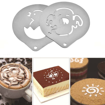 6 PCS Stainless Steel Garland Mold Fancy Coffee Printing Model Coffee Milk Foam Spray Pattern Template Random Style Delivery-garmade.com