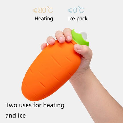Carrot-Shaped Silicone Water Injection Warm Water Bag Winter Leak-Proof And Explosion-Proof Hand Warmer(White Pink)-garmade.com