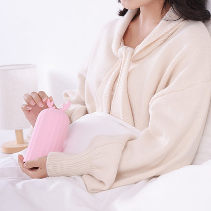 Elk Silicone Hot Water Bottle Hand Warmer Microwave Heating Warm Belly Water Injection Bag with Paper package(Pink)-garmade.com