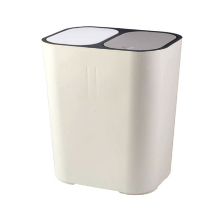Dry And Wet Classification Press Trash Can Household Kitchen Paper Basket(White)-garmade.com