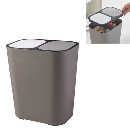 Dry And Wet Classification Press Trash Can Household Kitchen Paper Basket(Gray)-garmade.com