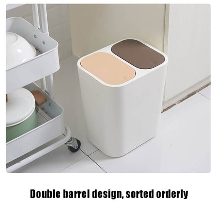 Dry And Wet Classification Press Trash Can Household Kitchen Paper Basket(Blue)-garmade.com