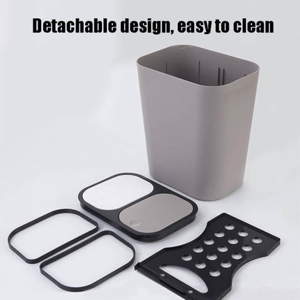Dry And Wet Classification Press Trash Can Household Kitchen Paper Basket(White)-garmade.com