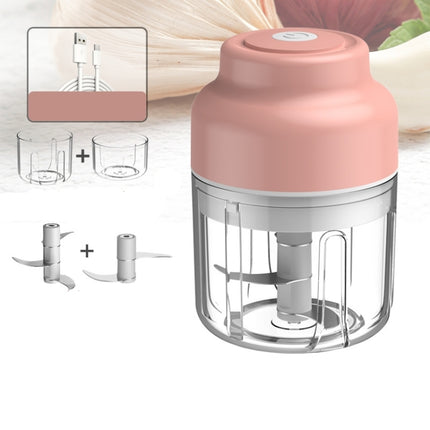 Wireless USB Charging Garlic Machine Baby Food Supplement Machine, Style:Cups of Minced Garlic + Minced Meat(Pink)-garmade.com