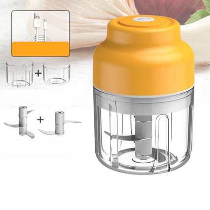 Wireless USB Charging Garlic Machine Baby Food Supplement Machine, Style:Cups of Minced Garlic + Minced Meat( Yellow)-garmade.com