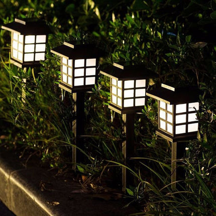 4 PCS Outdoor Solar Garden Night Light LED Household Small House Lawn Light(White Light)-garmade.com