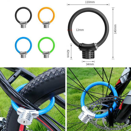 Bicycle Ring Lock Anti-Theft Lock Bicycle Portable Mini Safety Lock Racket Lock Bold Cable Lock, Colour: Green-garmade.com