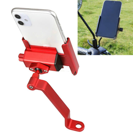 CYCLINGBOX Aluminum Alloy Mobile Phone Holder Bicycle Riding Takeaway Rotatable Metal Mobile Phone Bracket, Style:Rearview Mirror Installation(Red)-garmade.com